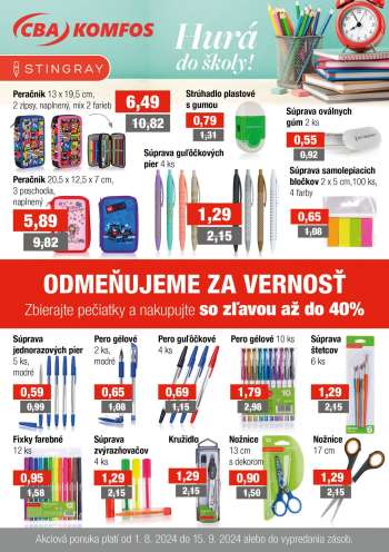 Leták CBA Komfos - 1.8.2024 - 15.9.2024.