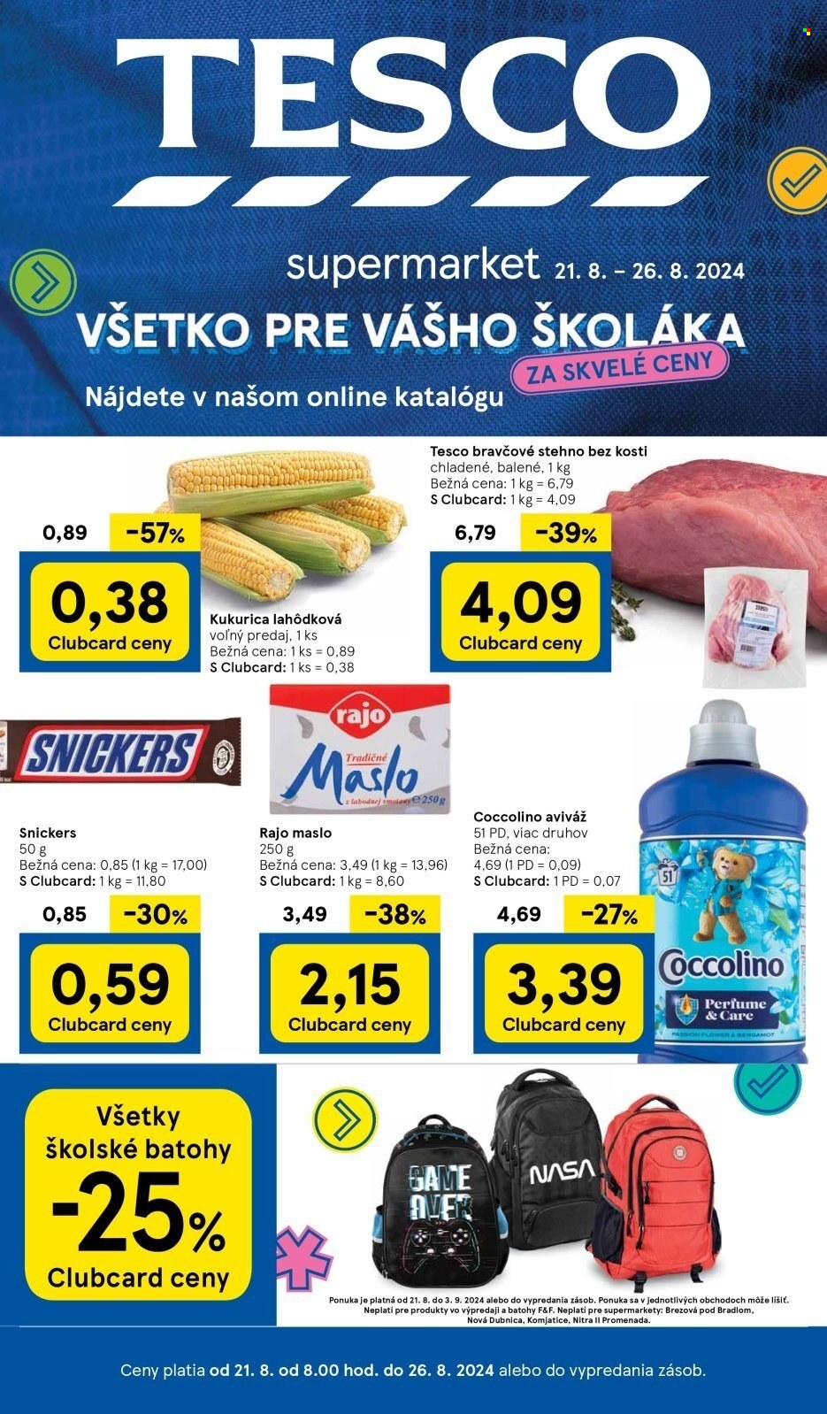 Leták TESCO supermarket - 21.8.2024 - 26.8.2024. Strana 1