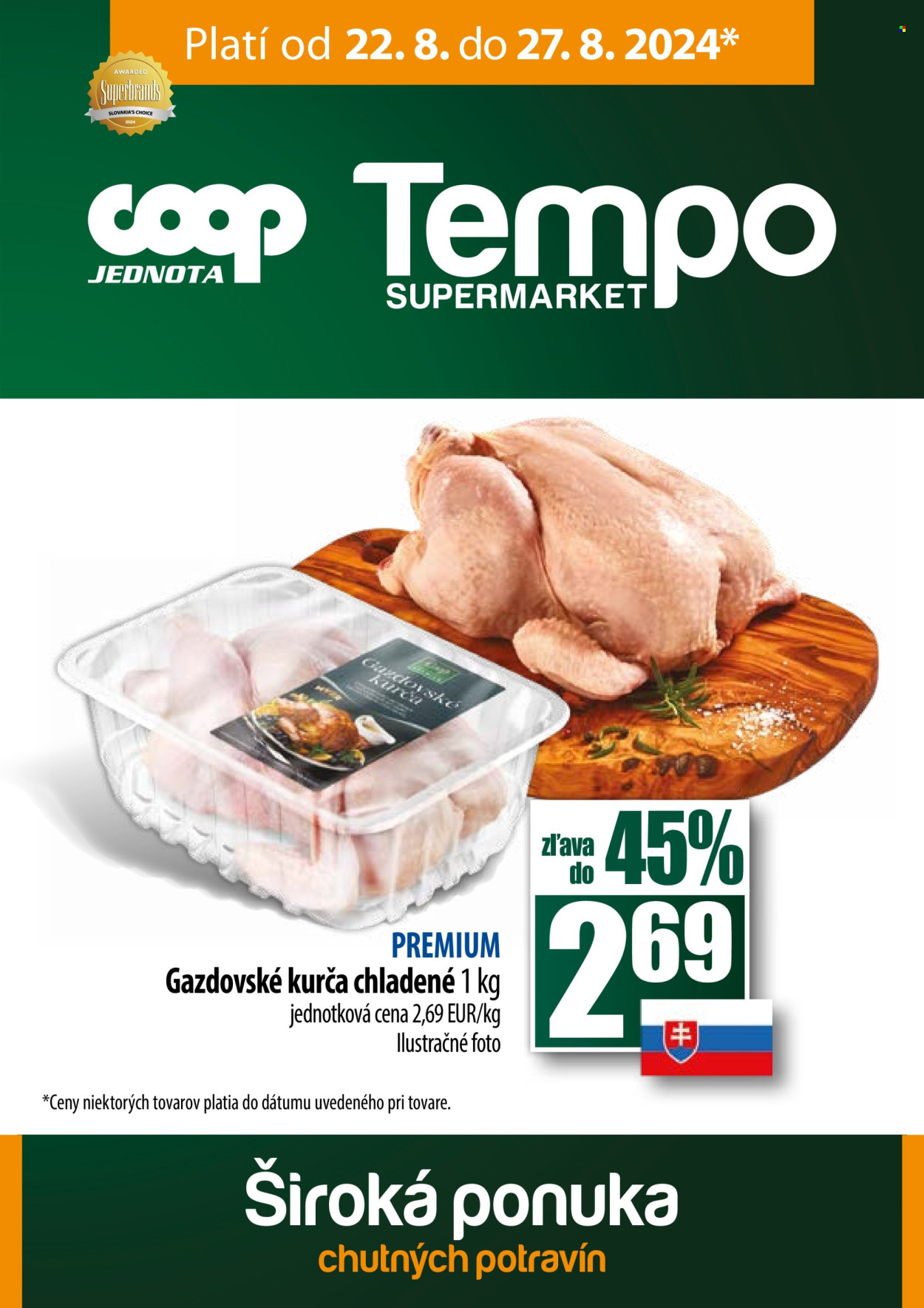 Leták COOP Jednota - 22.8.2024 - 27.8.2024. Strana 1
