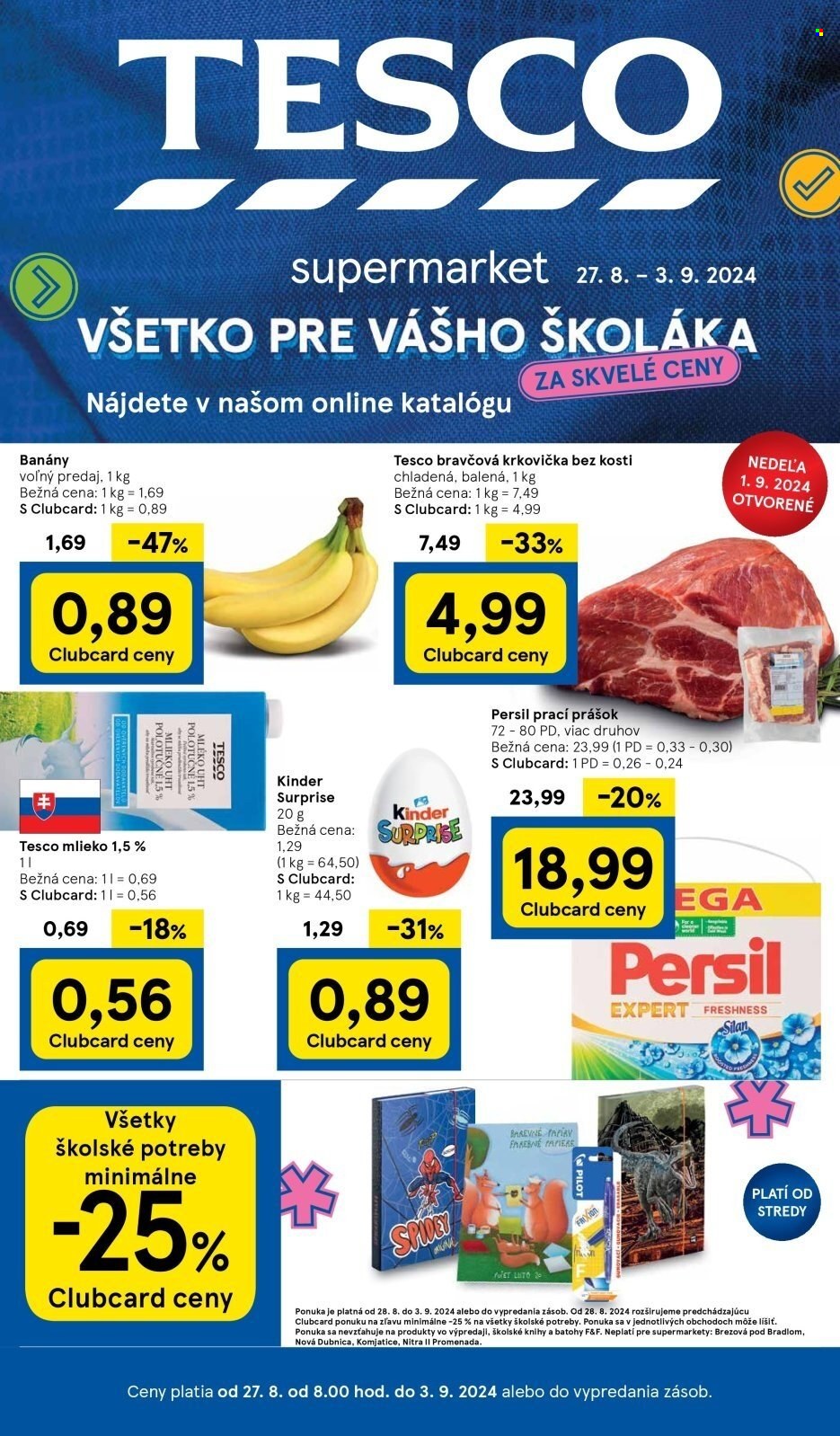 Leták TESCO supermarket - 27.8.2024 - 3.9.2024. Strana 1