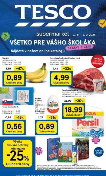 Leták TESCO supermarket - 27.8.2024 - 3.9.2024.