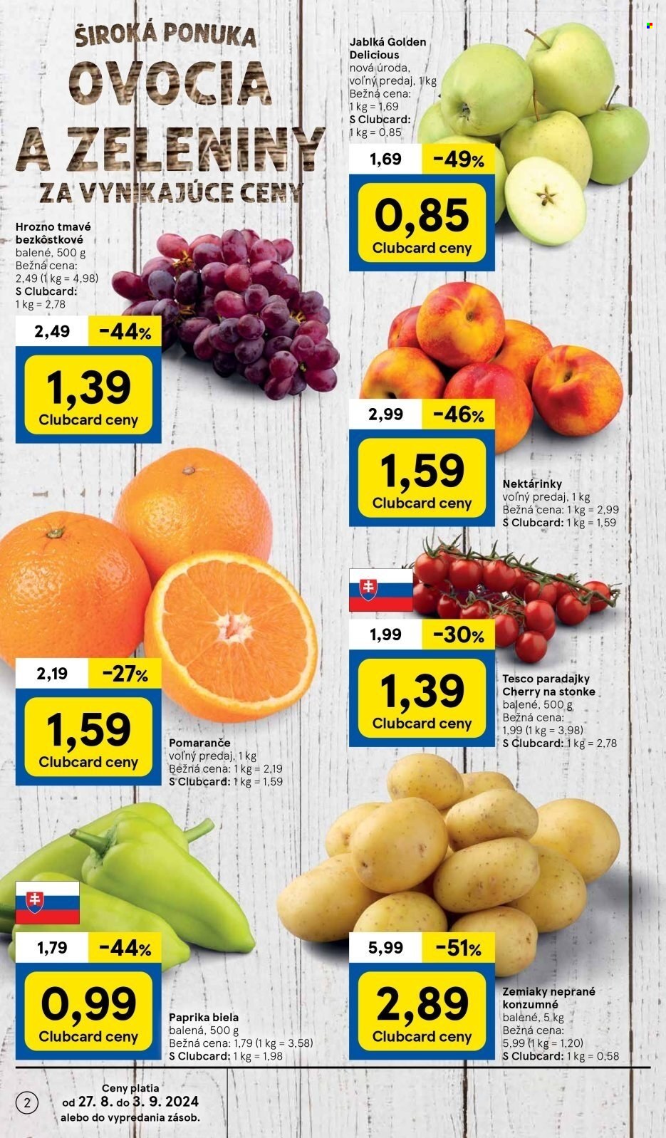 Leták TESCO supermarket - 27.8.2024 - 3.9.2024. Strana 2