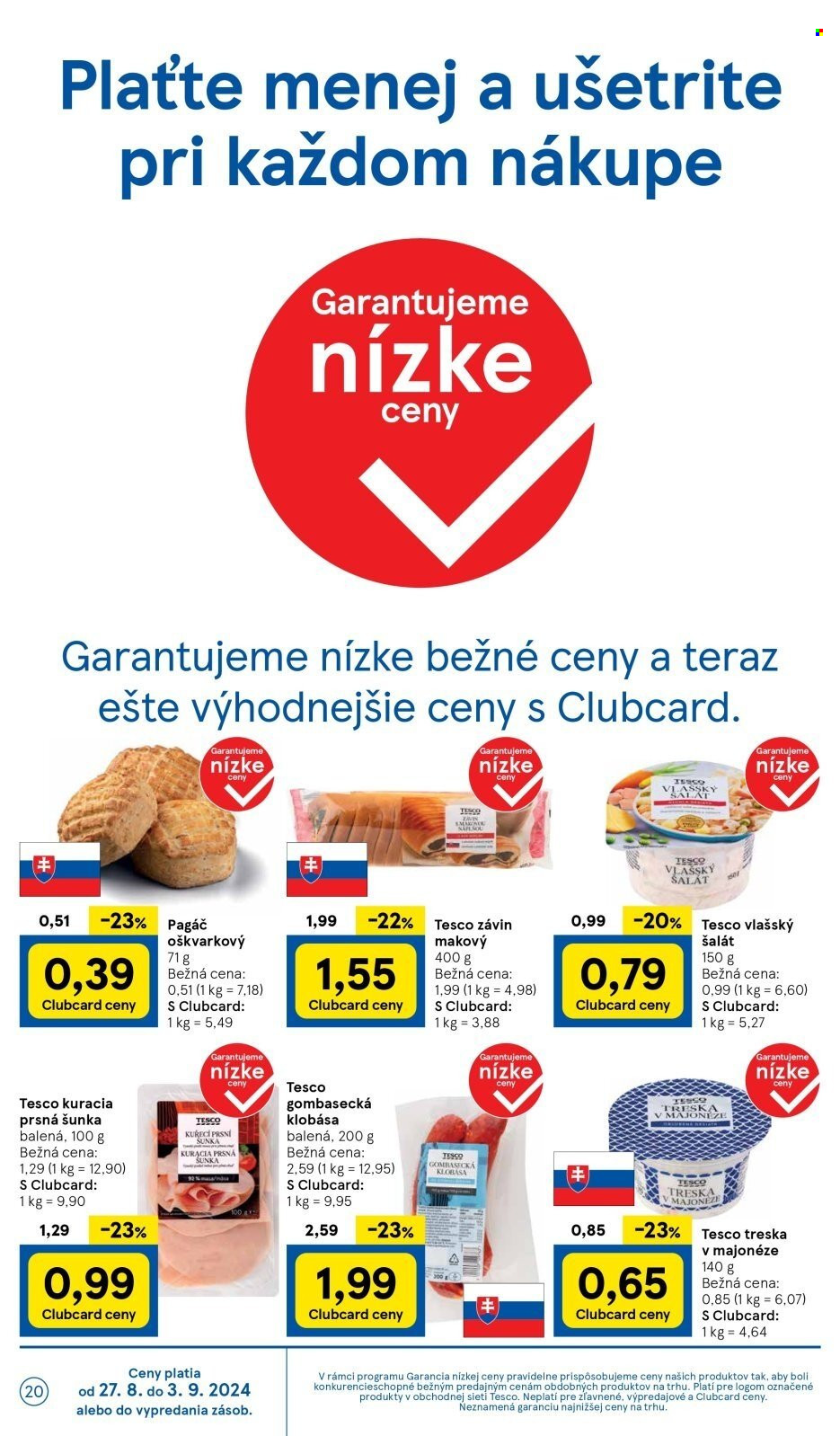 Leták TESCO supermarket - 27.8.2024 - 3.9.2024. Strana 20