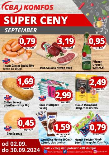 Leták CBA Komfos - 2.9.2024 - 30.9.2024.