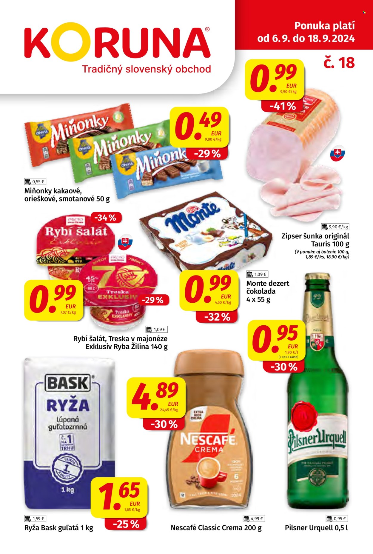 Leták Potraviny KORUNA - 6.9.2024 - 18.9.2024. Strana 1