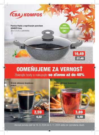 Leták CBA Komfos - 16.9.2024 - 3.11.2024.