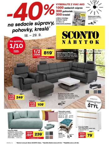 Leták Sconto nábytok - 18.9.2024 - 29.9.2024.