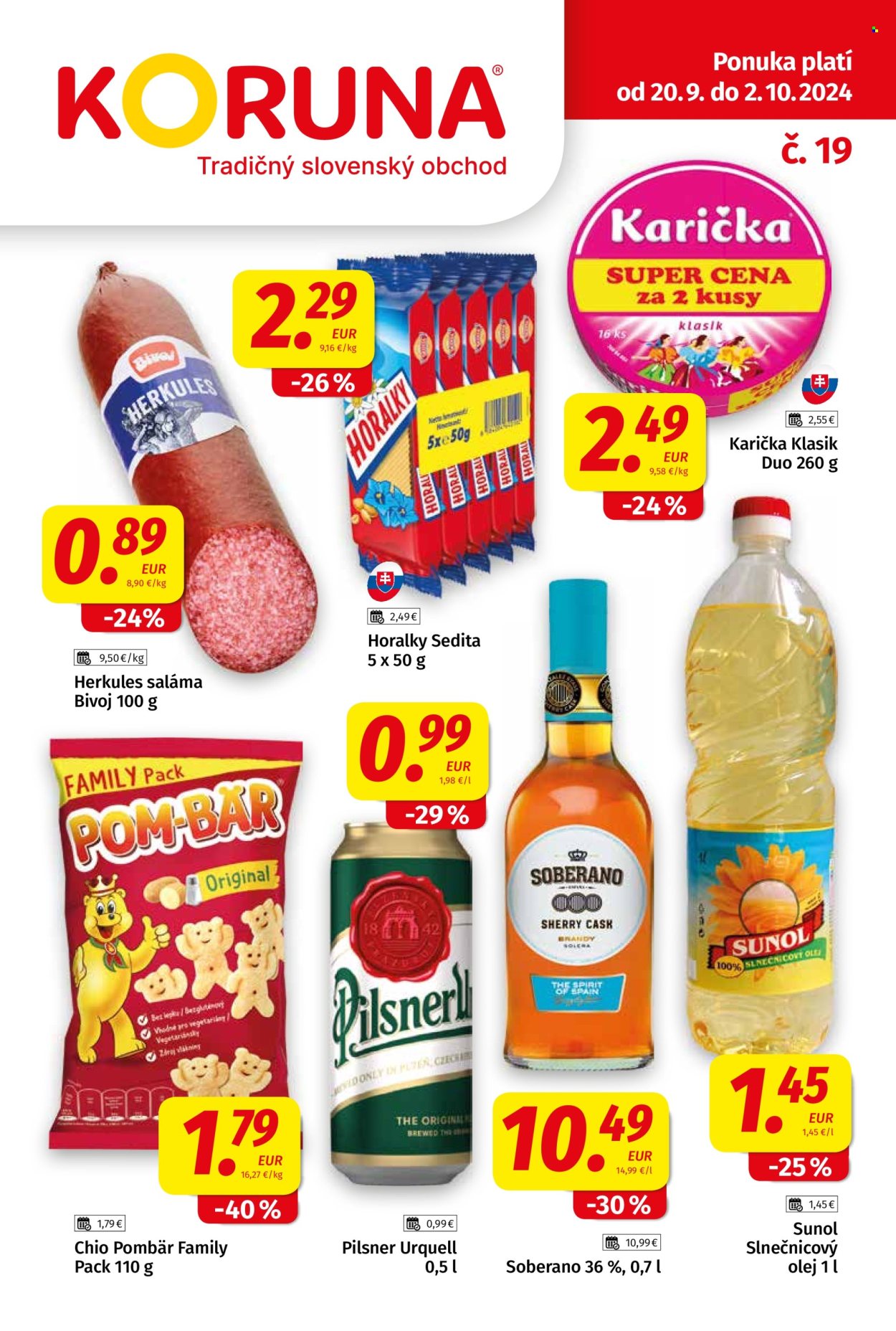 Leták Potraviny KORUNA - 20.9.2024 - 2.10.2024. Strana 1