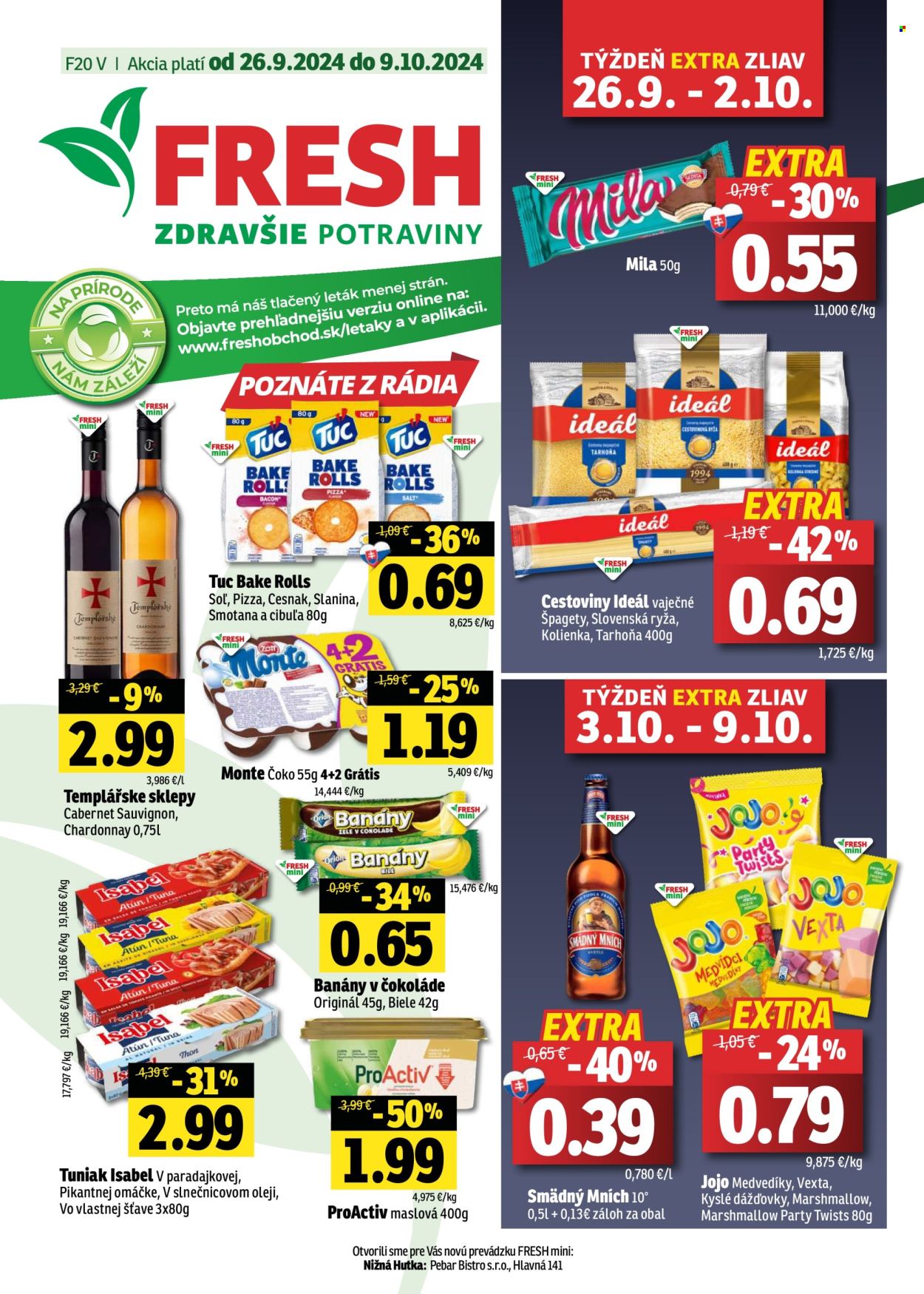 Leták FRESH - 26.9.2024 - 9.10.2024. Strana 1
