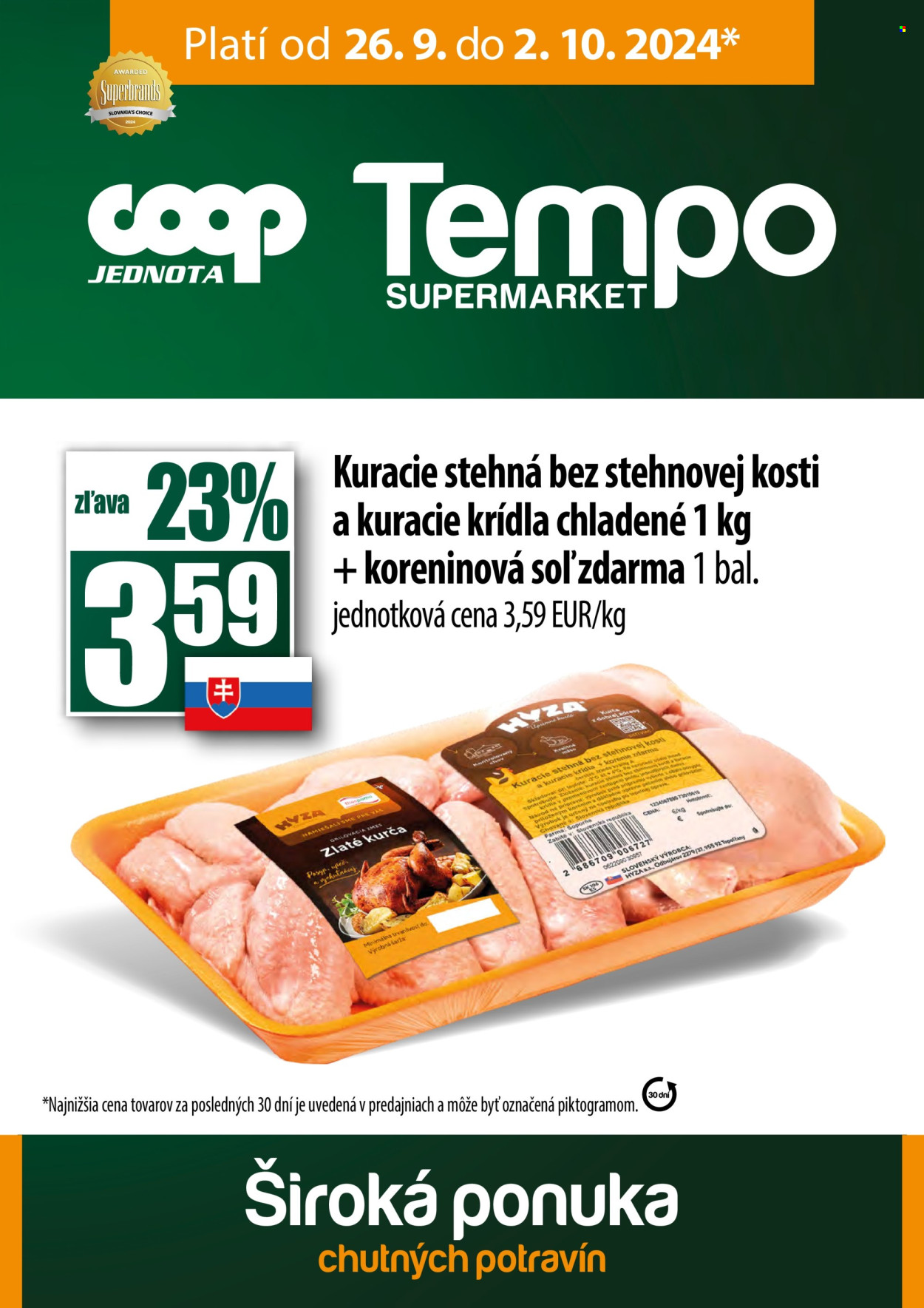 Leták COOP Jednota - 26.9.2024 - 2.10.2024. Strana 1