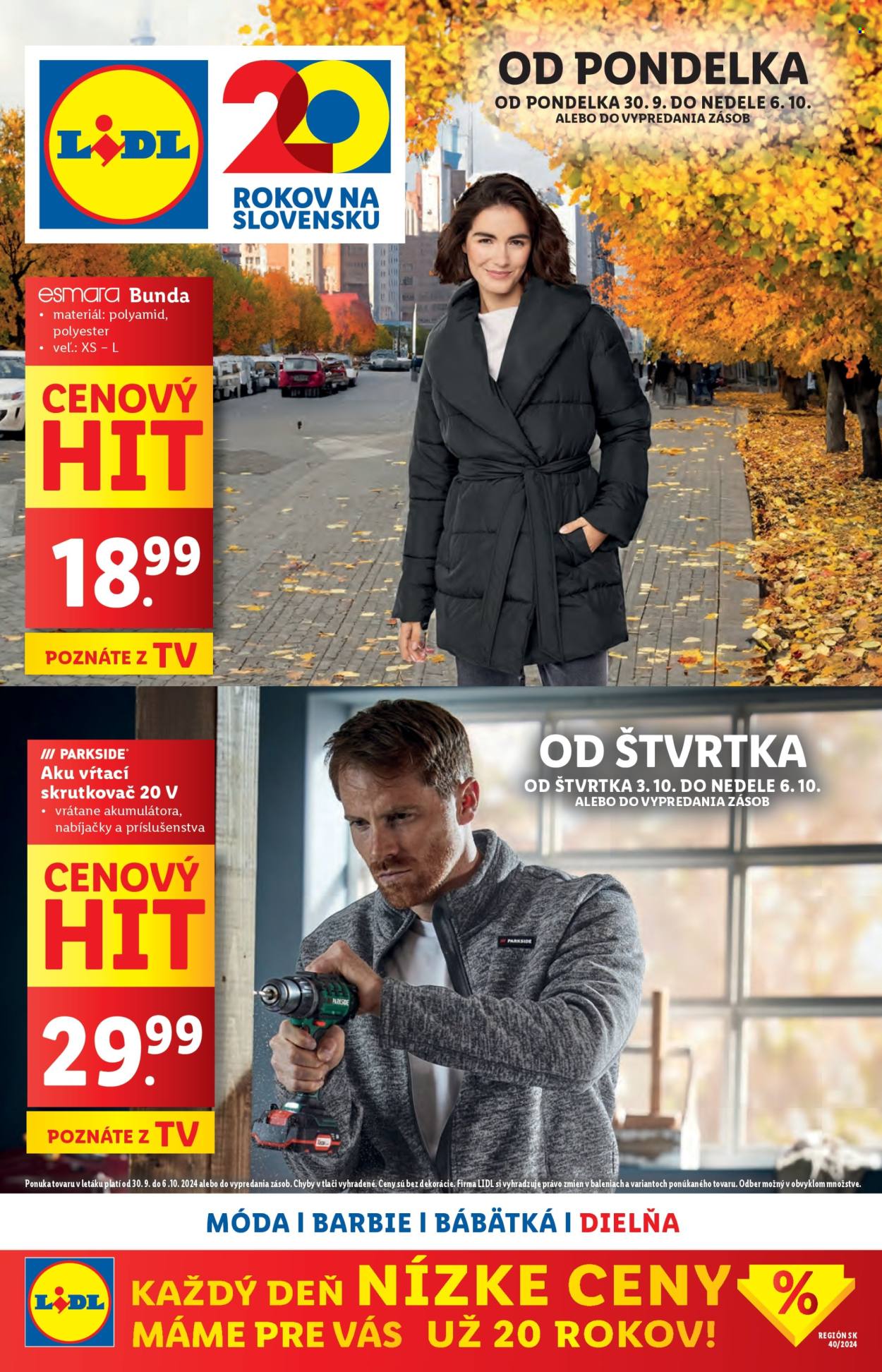 Leták Lidl - 30.9.2024 - 6.10.2024. Strana 1