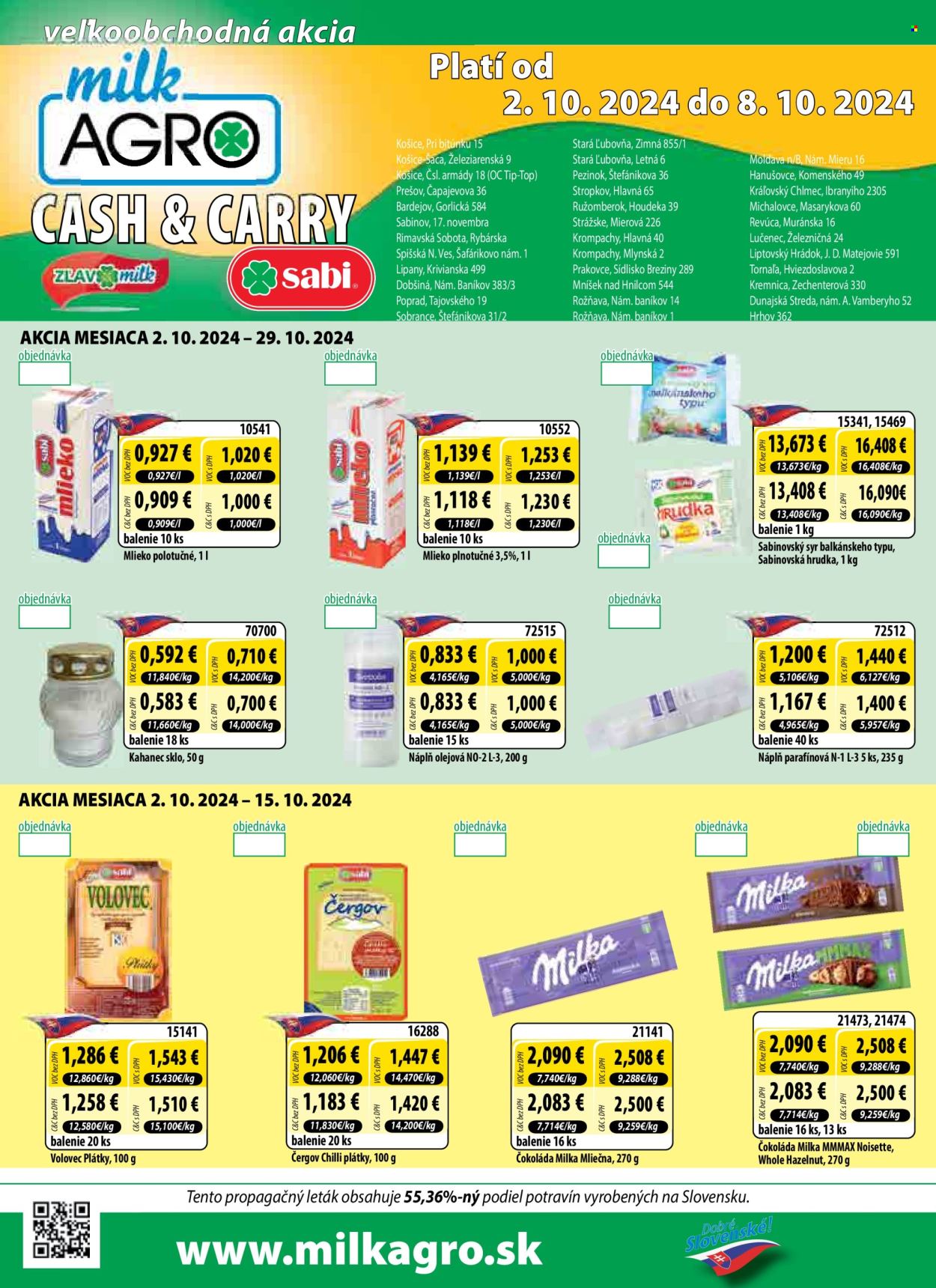 Leták Milk AGRO - 2.10.2024 - 8.10.2024. Strana 1