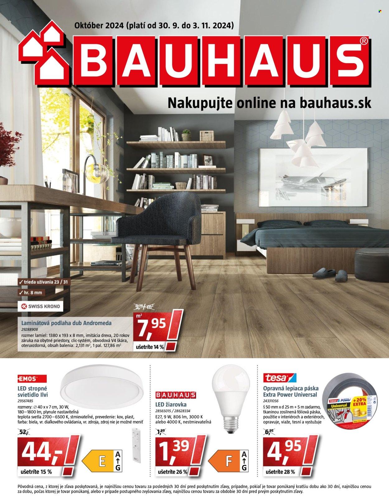 Leták Bauhaus - 30.9.2024 - 3.11.2024. Strana 1
