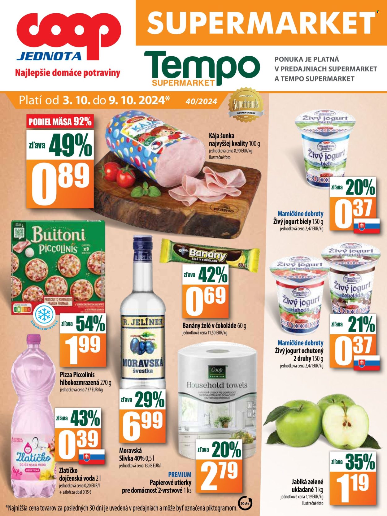 Leták COOP Jednota - 3.10.2024 - 9.10.2024. Strana 1