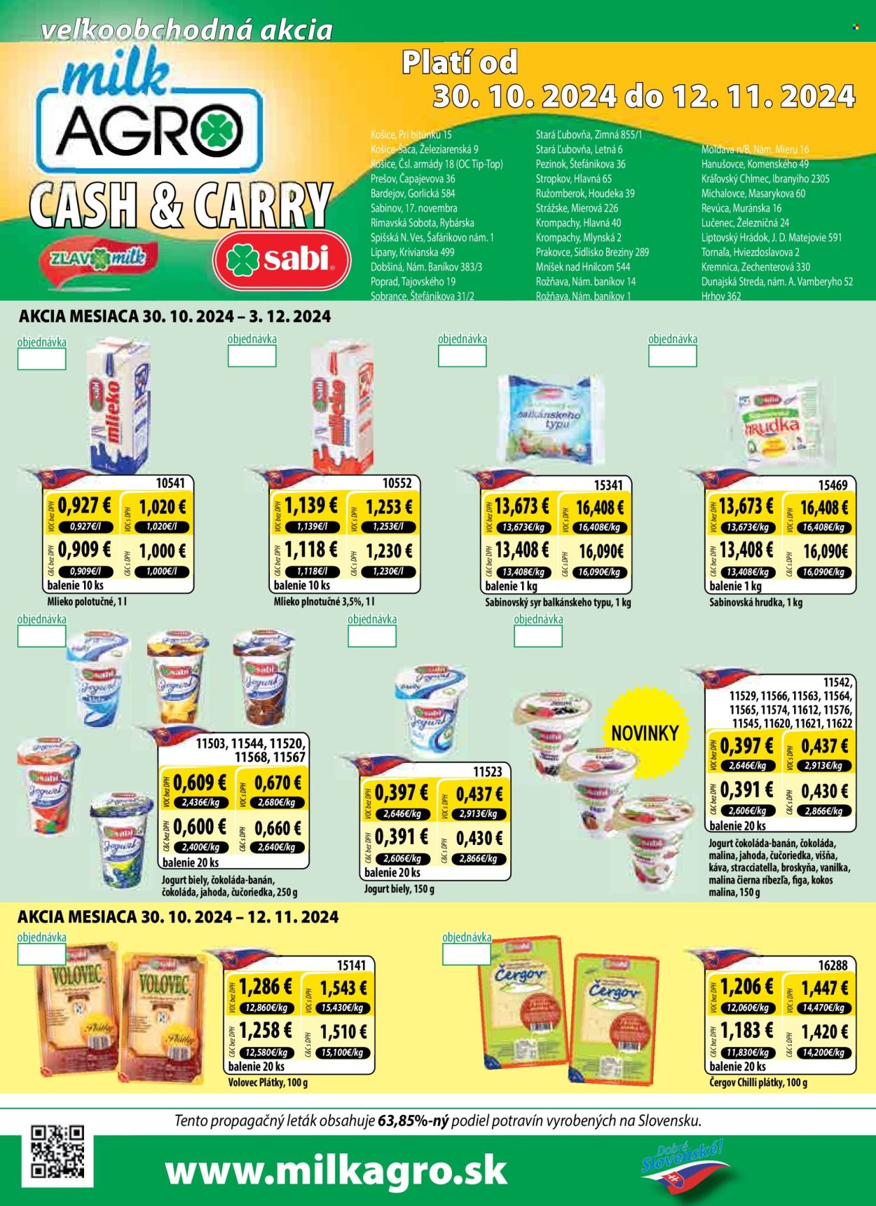 Leták Milk AGRO - 30.10.2024 - 12.11.2024. Strana 1