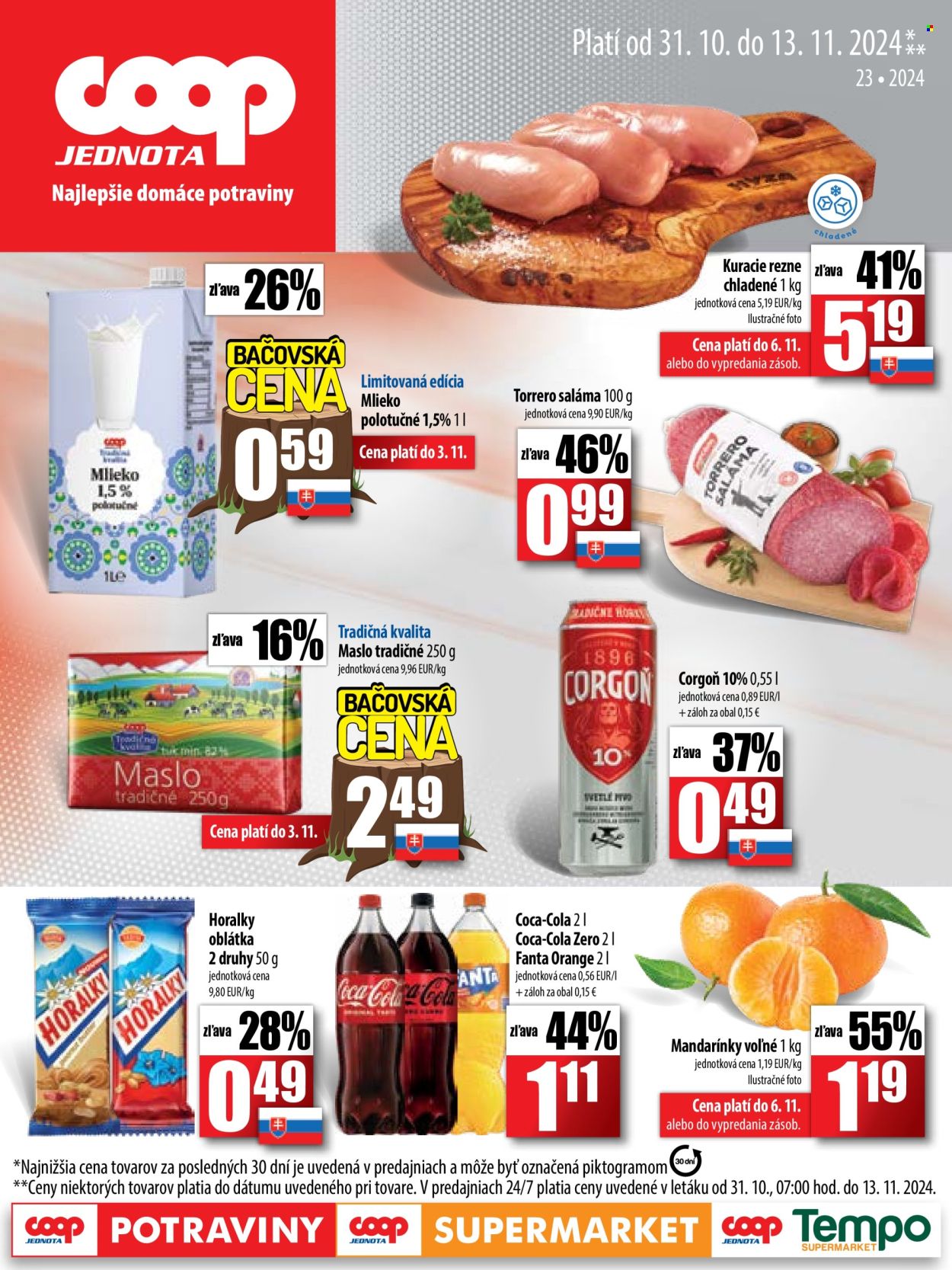 Leták COOP Jednota - 31.10.2024 - 13.11.2024. Strana 1