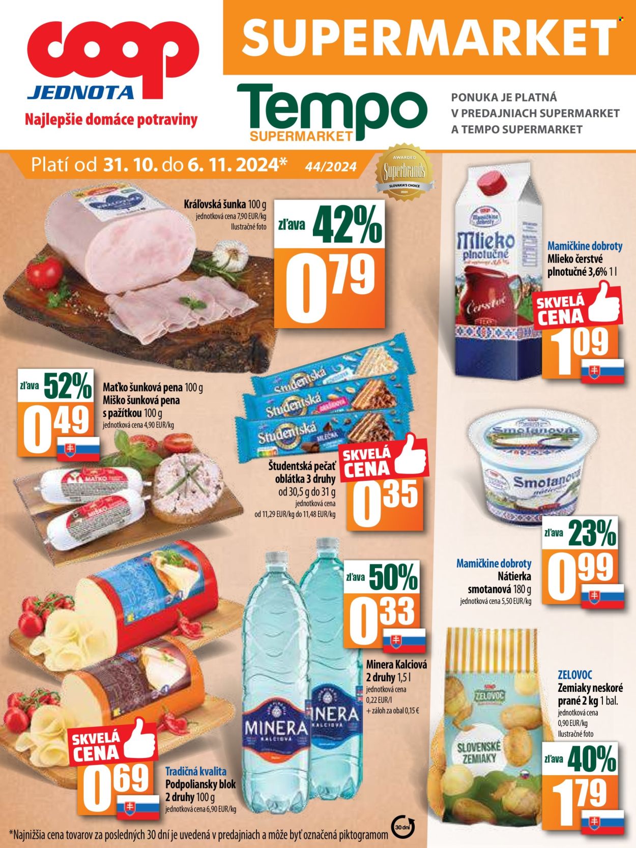 Leták COOP Jednota - 31.10.2024 - 6.11.2024. Strana 1