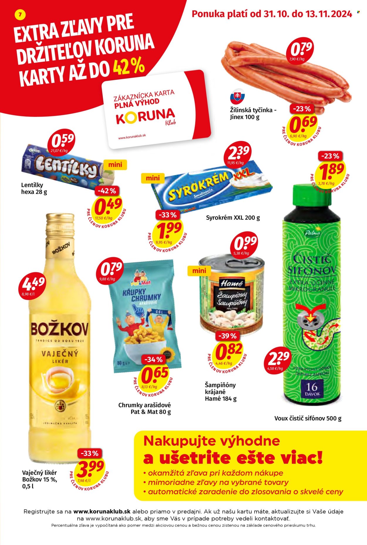 Leták Potraviny KORUNA - 31.10.2024 - 13.11.2024. Strana 7