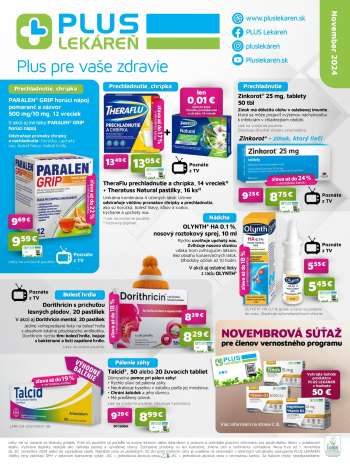 Leták Plus lekáreň - 1.11.2024 - 30.11.2024.