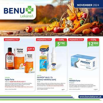 Leták BENU Lekáreň - 1.11.2024 - 30.11.2024.