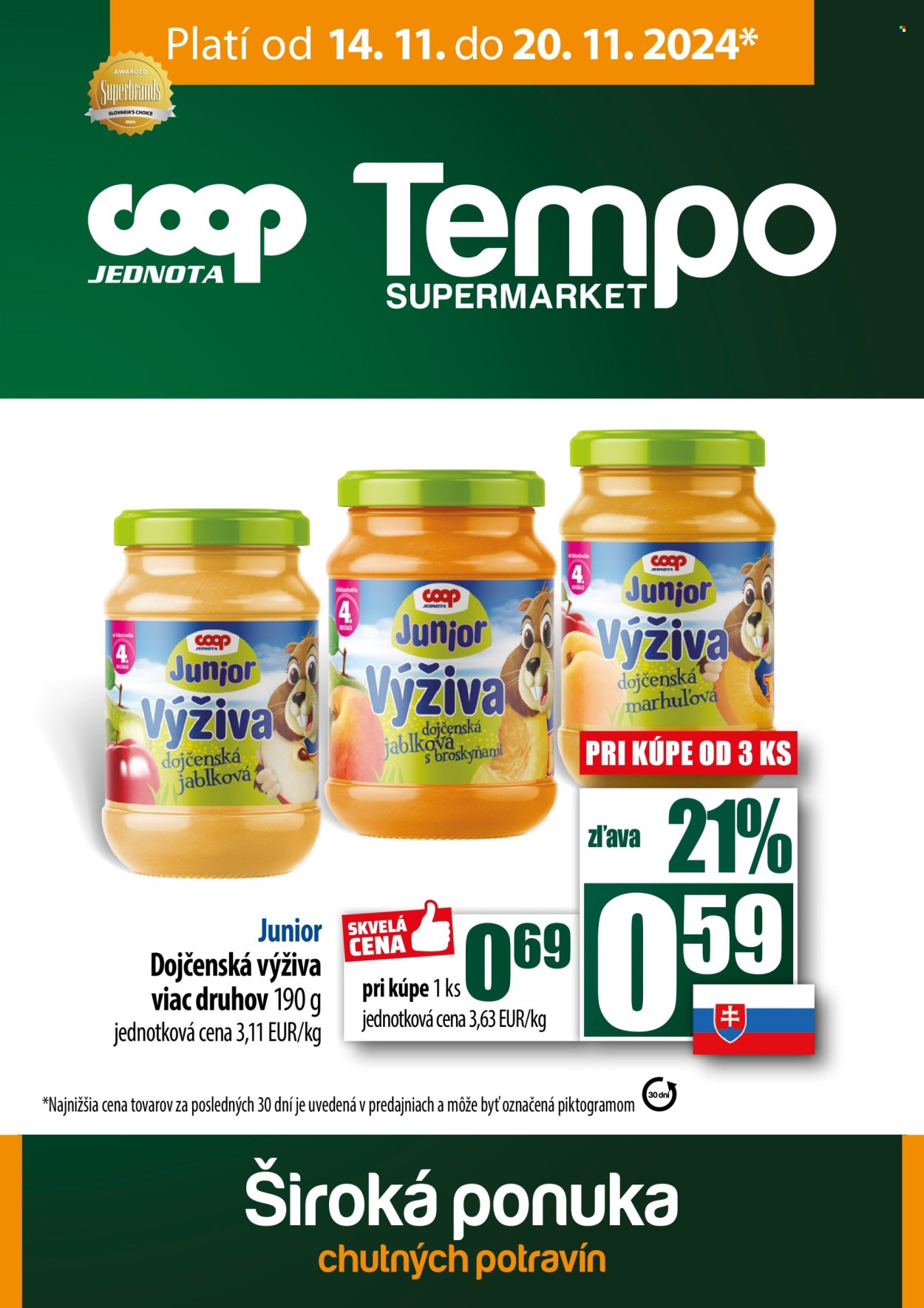 Leták COOP Jednota - 14.11.2024 - 20.11.2024. Strana 1