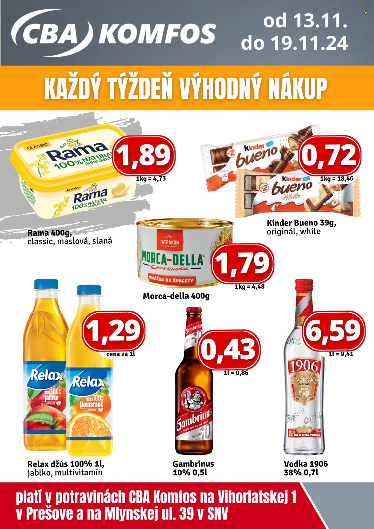 Leták CBA Komfos - 13.11.2024 - 19.11.2024. Strana 1