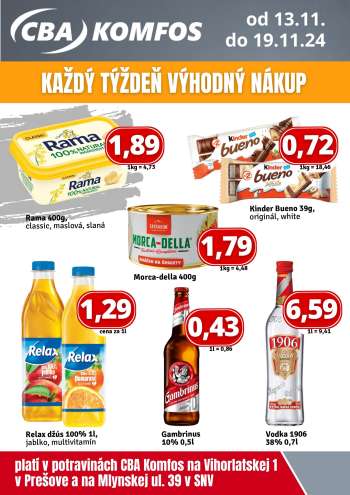 Leták CBA Komfos - 13.11.2024 - 19.11.2024.