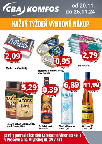 Leták CBA Komfos - 20.11.2024 - 26.11.2024.