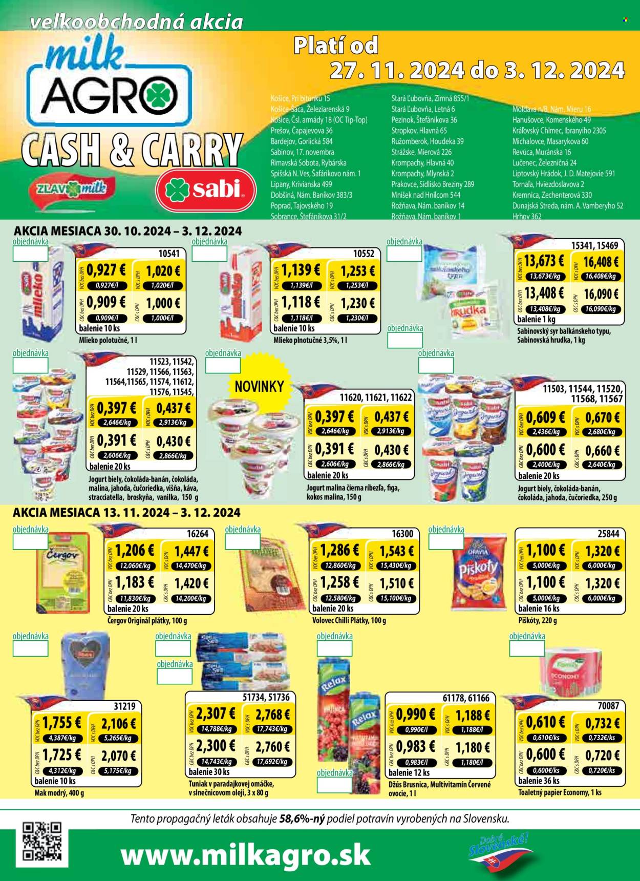 Leták Milk AGRO - 27.11.2024 - 3.12.2024. Strana 1