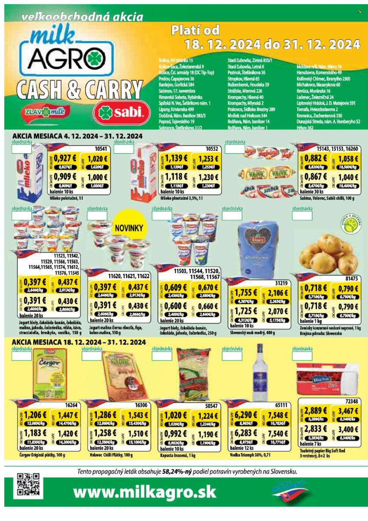 Leták Milk AGRO - 18.12.2024 - 31.12.2024. Strana 1