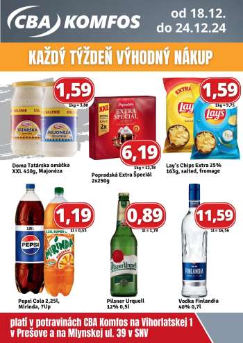 Leták CBA Komfos - 18.12.2024 - 24.12.2024.