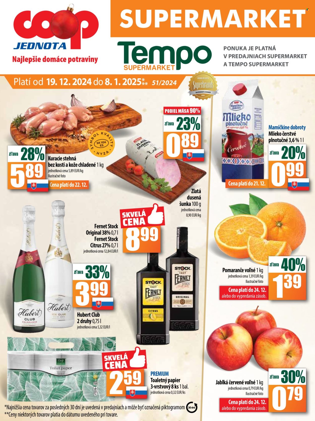 Leták COOP Jednota - 19.12.2024 - 8.1.2025. Strana 1