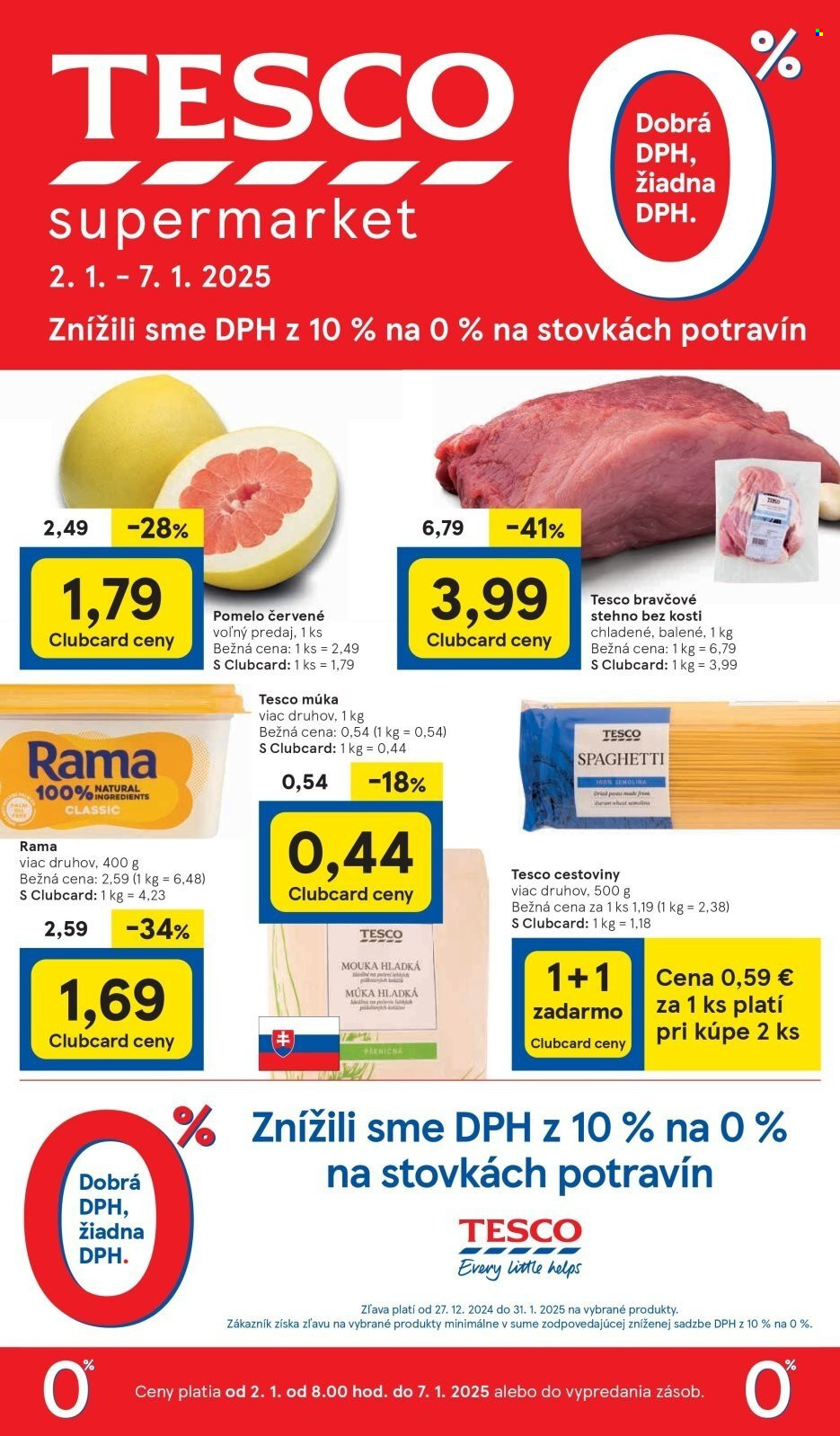 Leták TESCO supermarket - 2.1.2025 - 7.1.2025. Strana 1