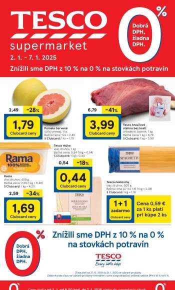 Leták TESCO supermarket - 2.1.2025 - 7.1.2025.