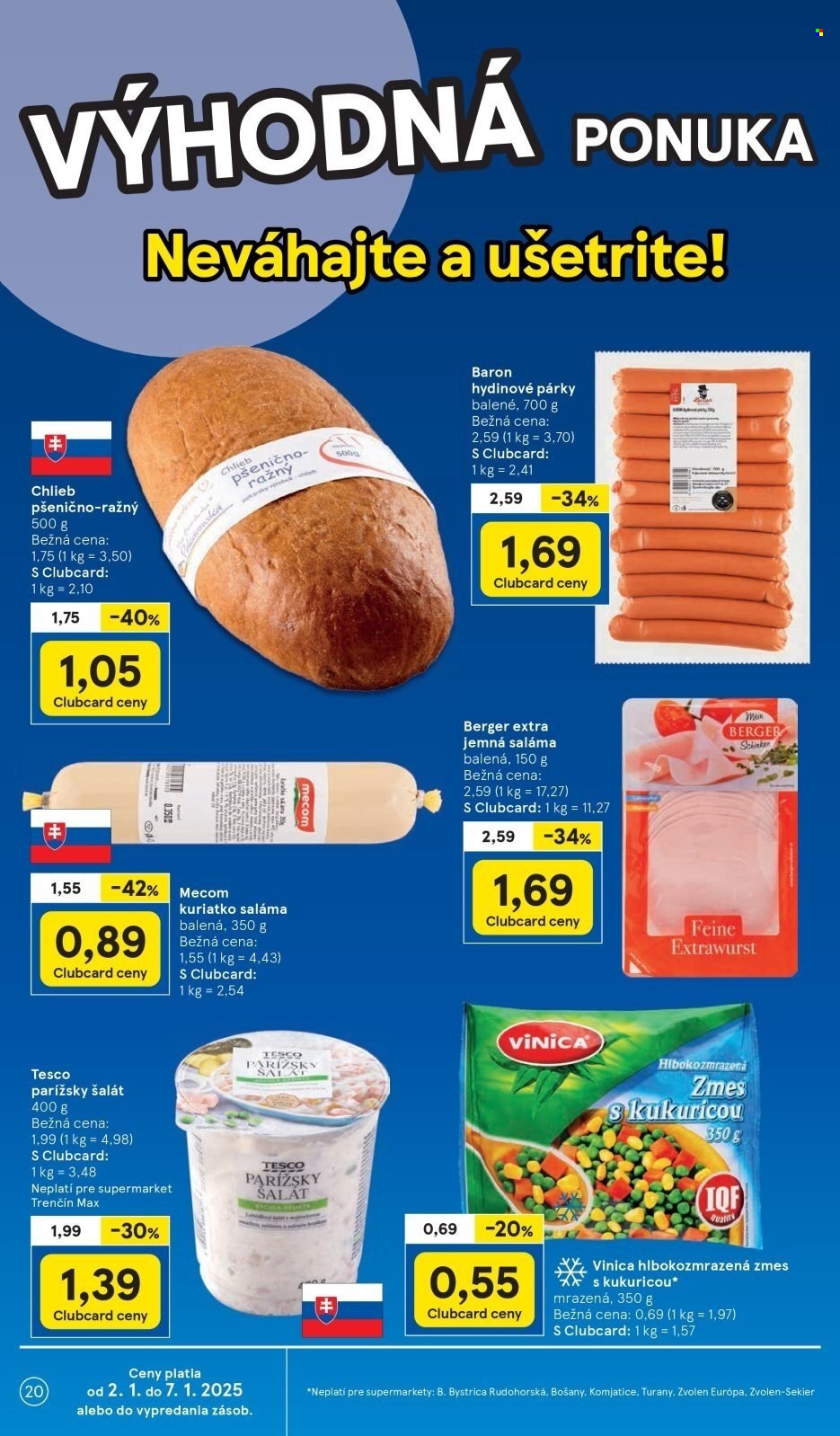 Leták TESCO supermarket - 2.1.2025 - 7.1.2025. Strana 20