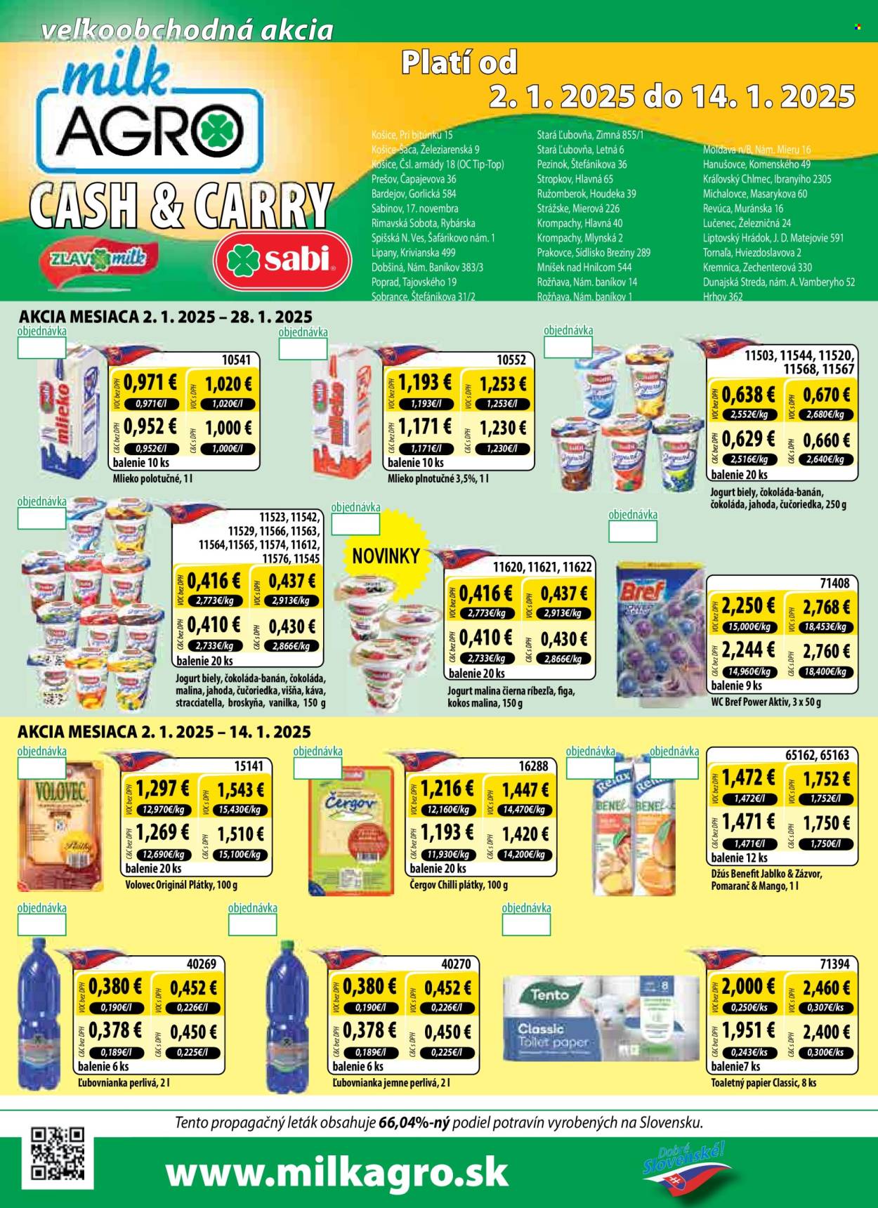 Leták Milk AGRO - 2.1.2025 - 14.1.2025. Strana 1