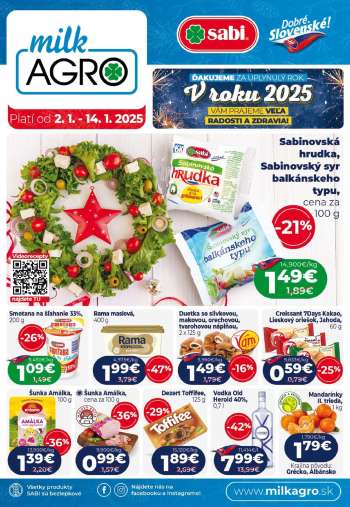 Leták Milk AGRO - 2.1.2025 - 14.1.2025.