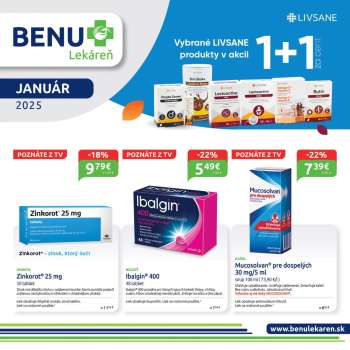 Leták BENU Lekáreň - 1.1.2025 - 31.1.2025.
