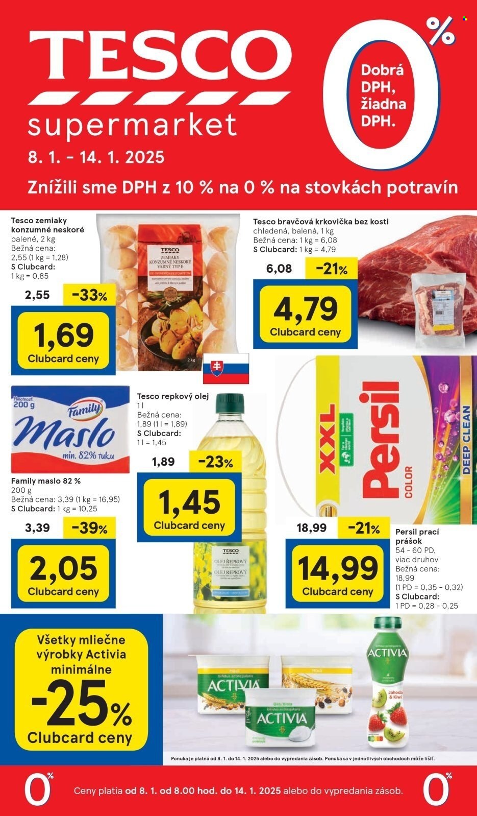 Leták TESCO supermarket - 8.1.2025 - 14.1.2025. Strana 1