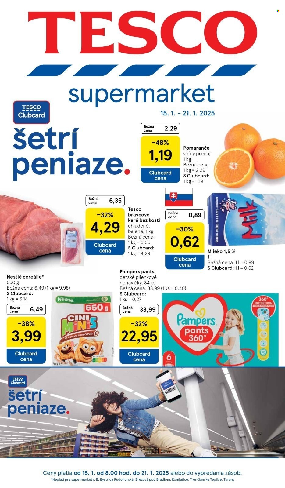 Leták TESCO supermarket - 15.1.2025 - 21.1.2025. Strana 1