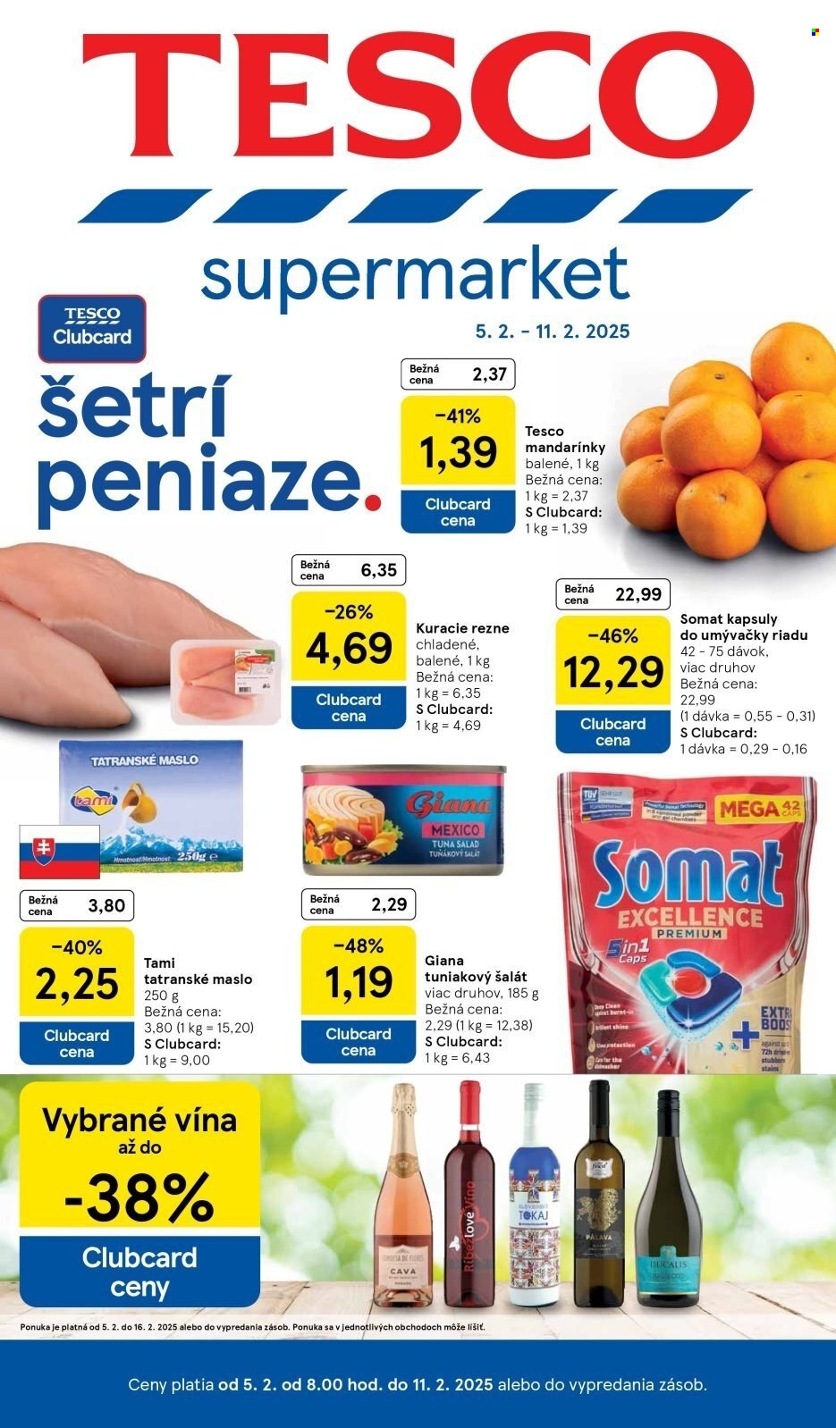 Leták TESCO supermarket - 5.2.2025 - 11.2.2025. Strana 1