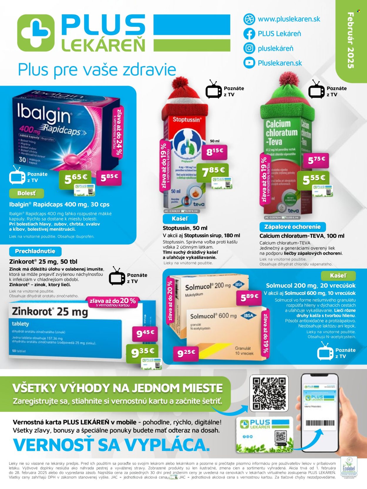 Leták Plus lekáreň - 1.2.2025 - 28.2.2025. Strana 1