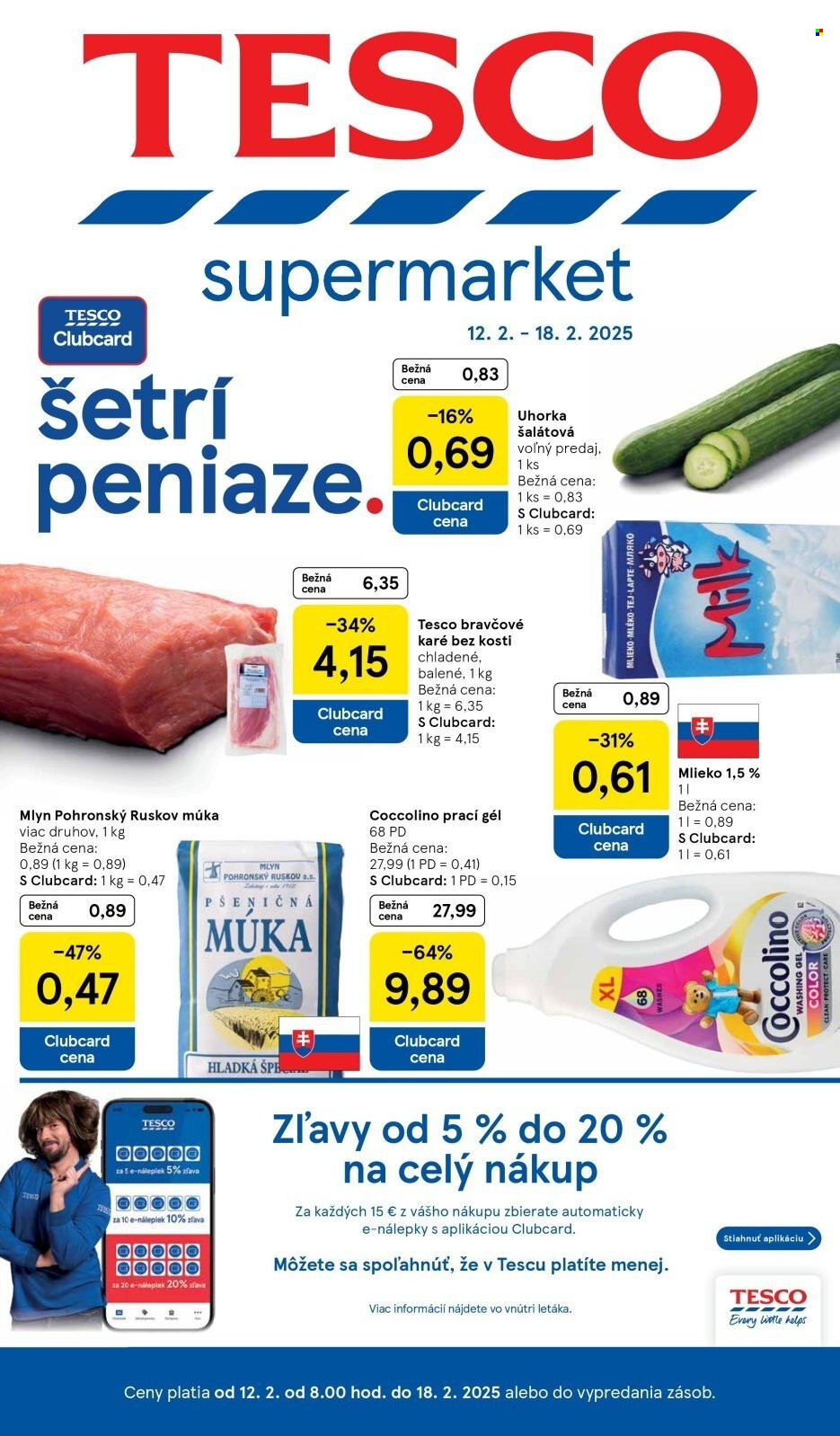 Leták TESCO supermarket - 12.2.2025 - 18.2.2025. Strana 1