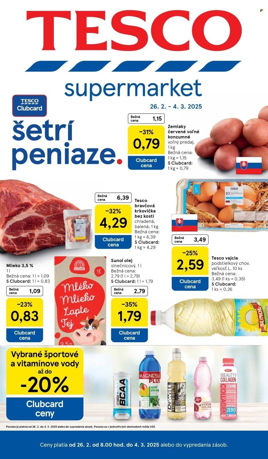 Leták TESCO supermarket - 26.2.2025 - 4.3.2025. Strana 1