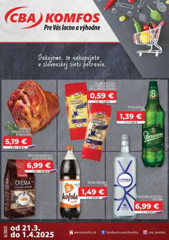 Leták CBA Komfos - 21.3.2025 - 1.4.2025.