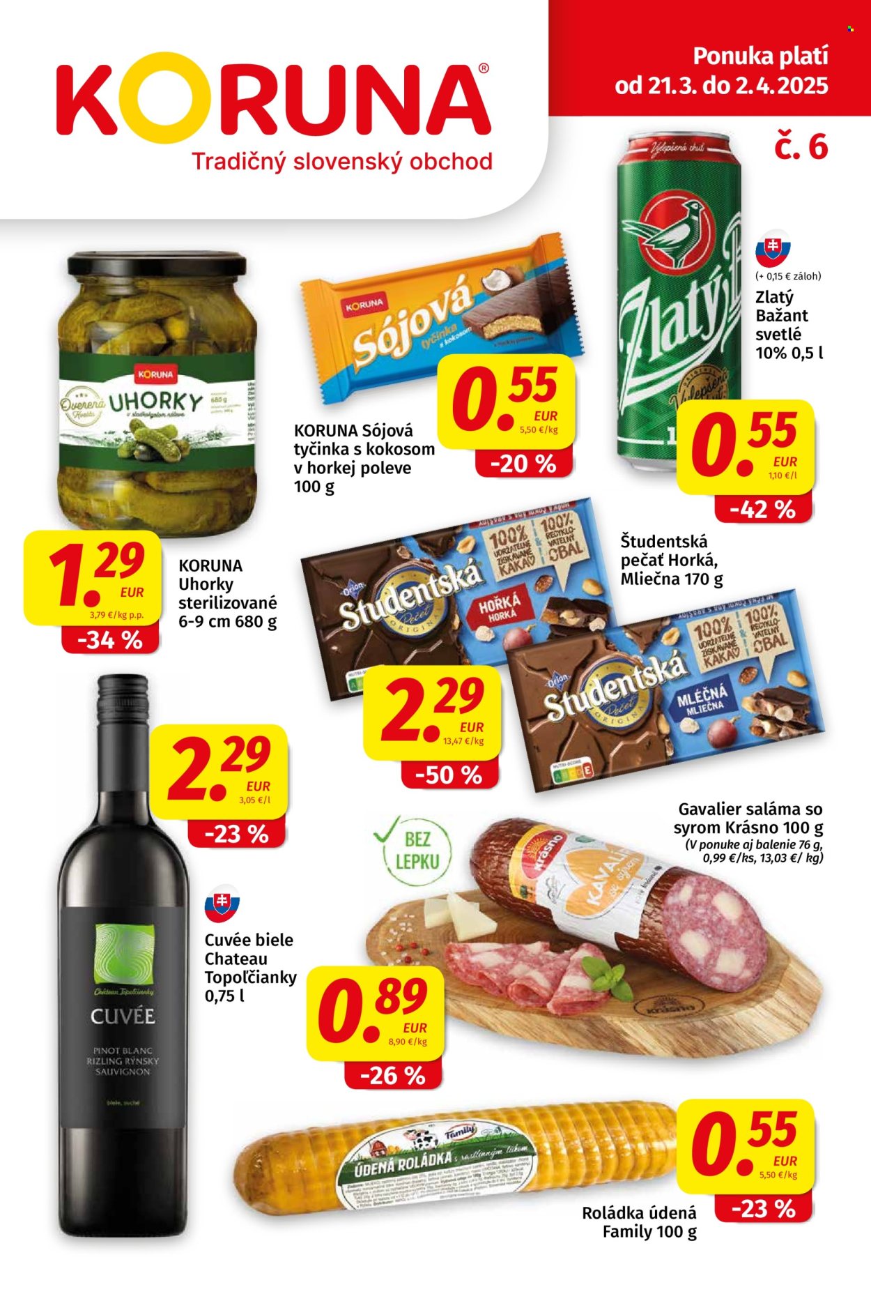 Leták Potraviny KORUNA - 21.3.2025 - 2.4.2025. Strana 1