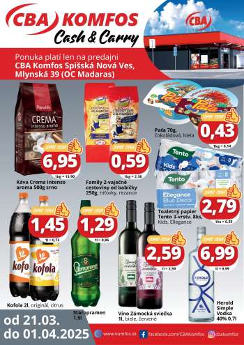 Leták CBA Komfos - 21.3.2025 - 1.4.2025.