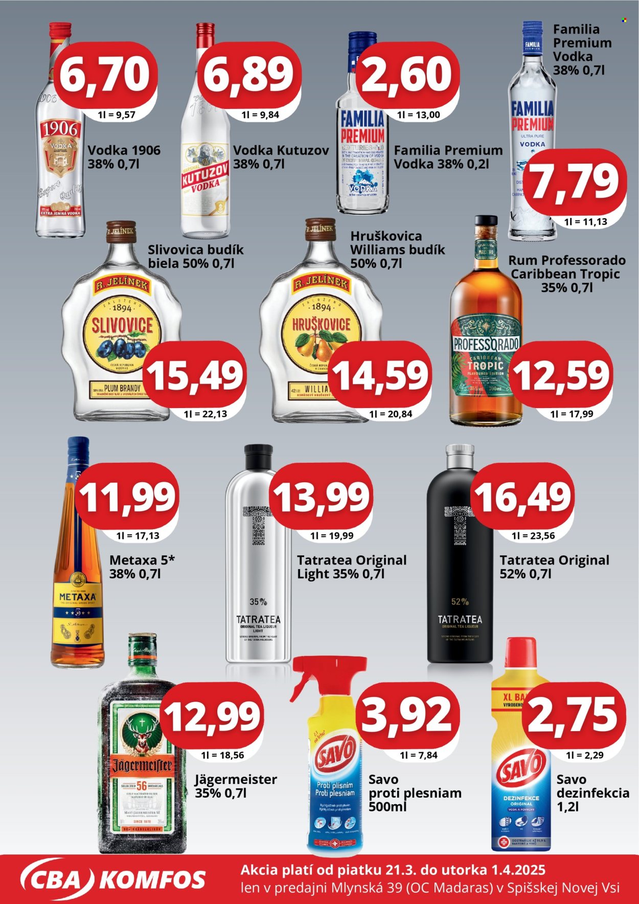 Leták CBA Komfos - 21.3.2025 - 1.4.2025. Strana 4