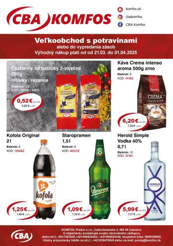 Leták CBA Komfos - 21.3.2025 - 1.4.2025.