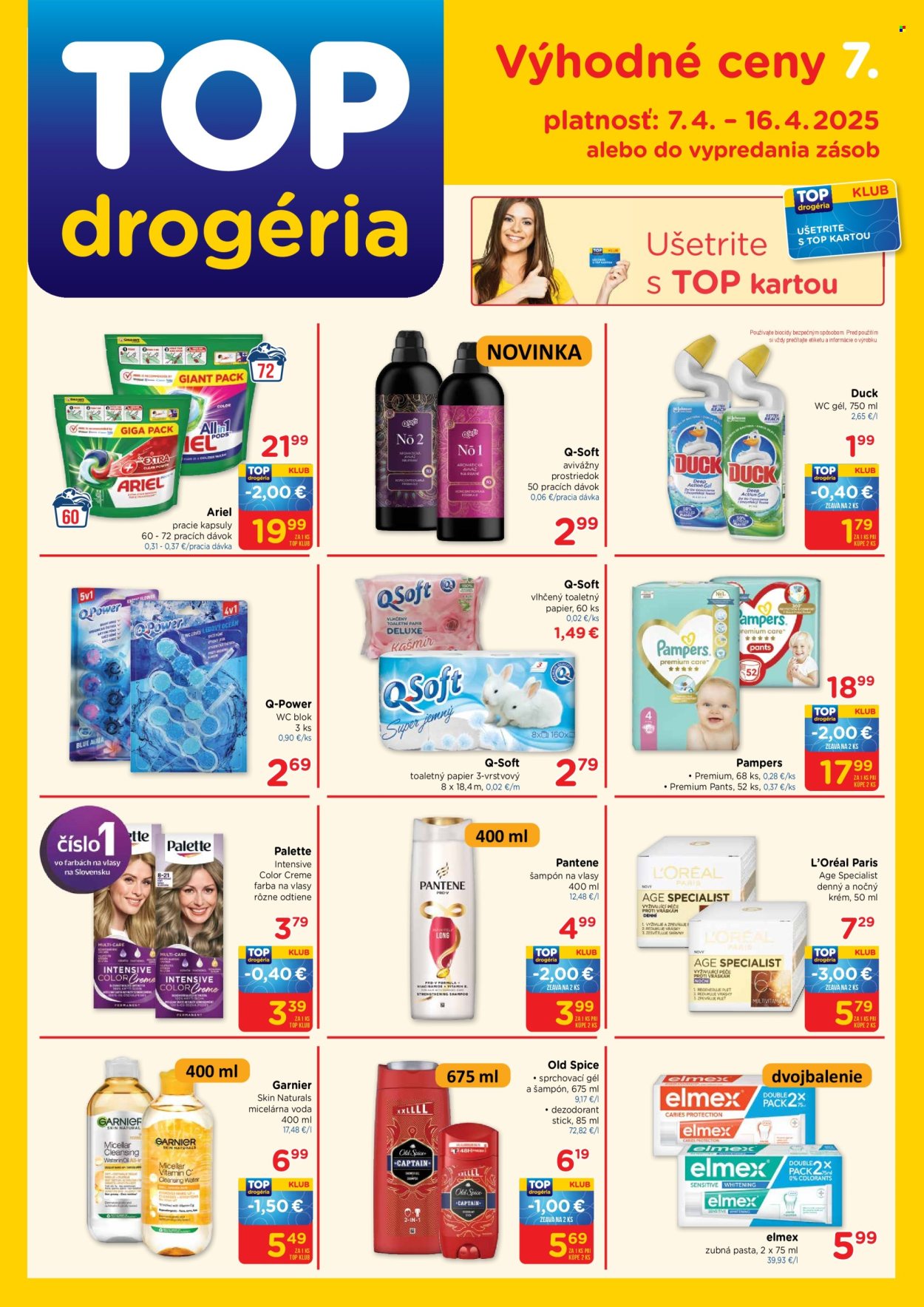 Leták TOP drogéria - 7.4.2025 - 16.4.2025. Strana 1